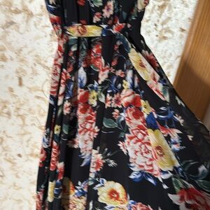 Floral Maxi Dress with Black Base